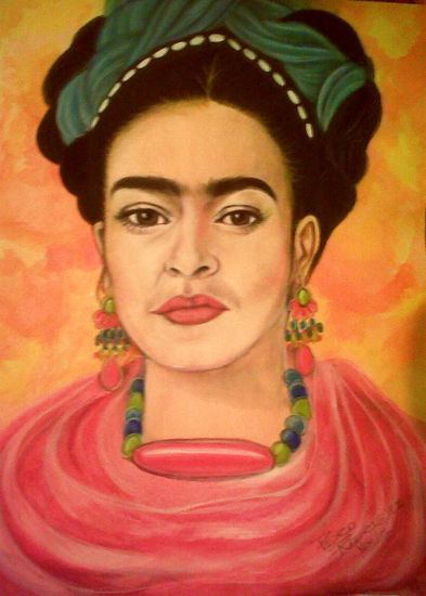 La Kahlo Mixed media Card Portrait