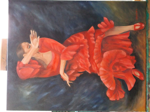 BAILARINA DE FLAMENCO Oil Canvas Figure Painting