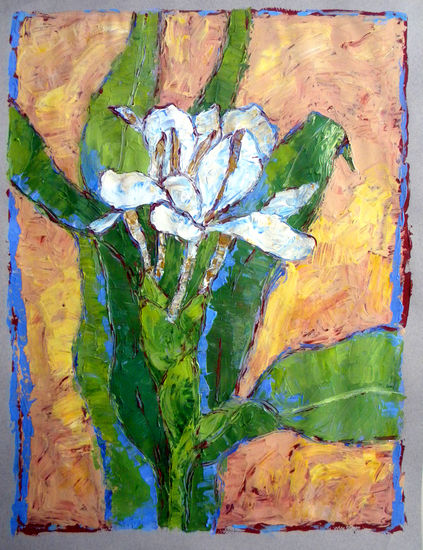 mariposa blanca Acrylic Card Floral Painting