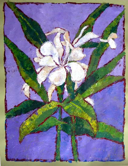 mariposa blanca Acrylic Card Floral Painting