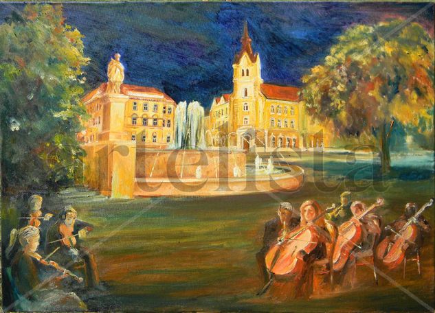 Musicians in the night Oil Panel Others