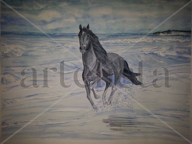 Caballo en la playa Watercolour Paper Marine Painting