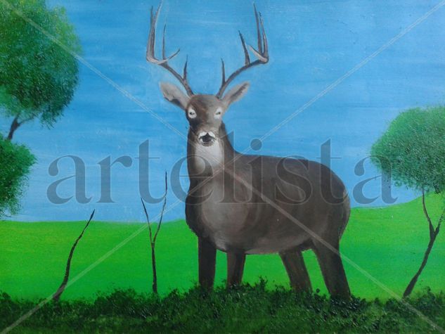 Venado curioso Oil Card Animals