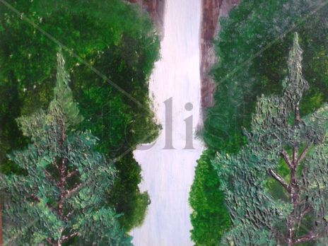 Arboles y cascada