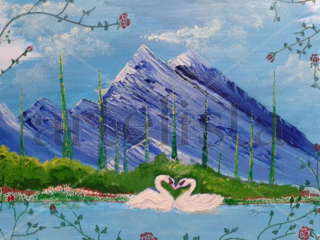 Amor en el lago Mixed Media