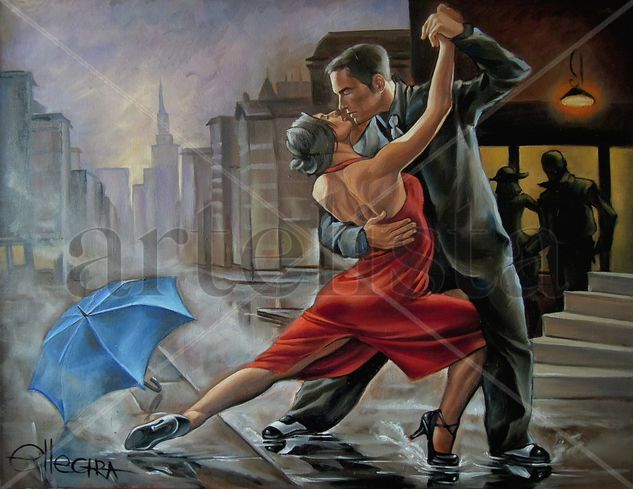 Dancing in the rain Oil Canvas Figure Painting