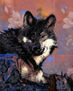 Wolf Collage.Collage Este Lobo tiene influencia Oriental