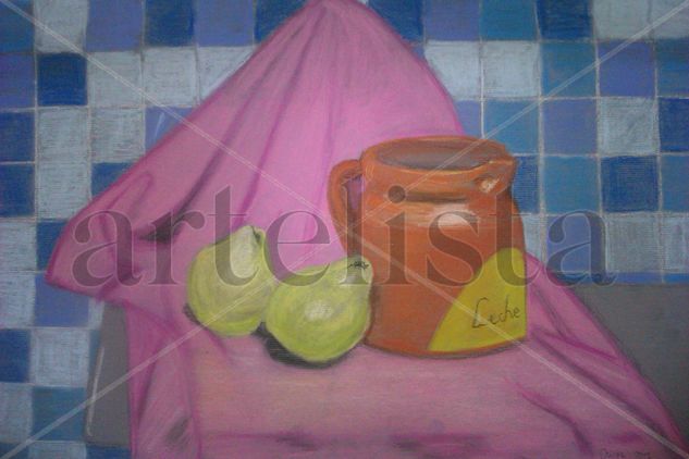 Bodegón de membrillos Pencil (coloured) Paper Still Life Paintings