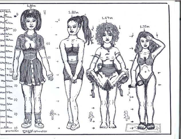 cuatro chicas semi-realistas.