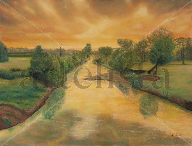 PUESTA DE SOL Pastel Papel Paisaje