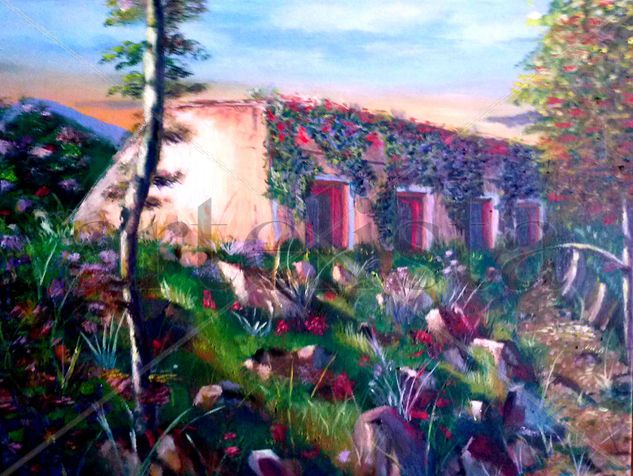 antigua central hidroelectrica Oil Canvas Landscaping