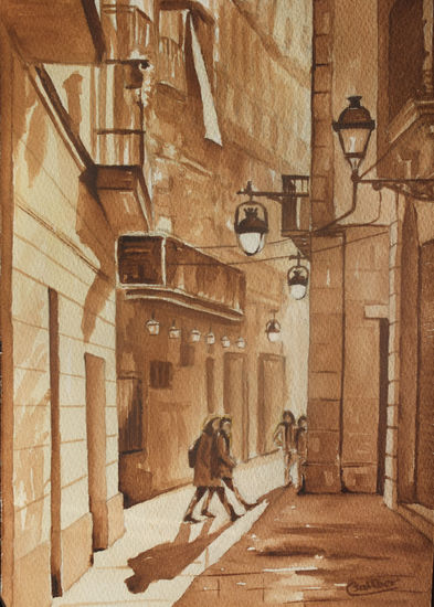 Casco antiguo Barcelona Watercolour Paper Others