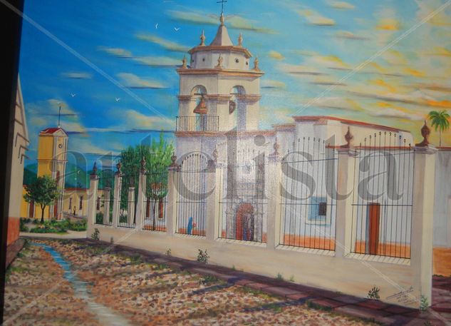 ATRIO DE LA PARROQUIA 1910 Mixed media Canvas Landscaping