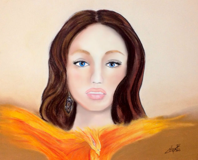 MUJER DE FUEGO Pastel Card Figure Painting