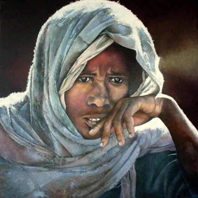 Mujer etíope en actitud contemplativa