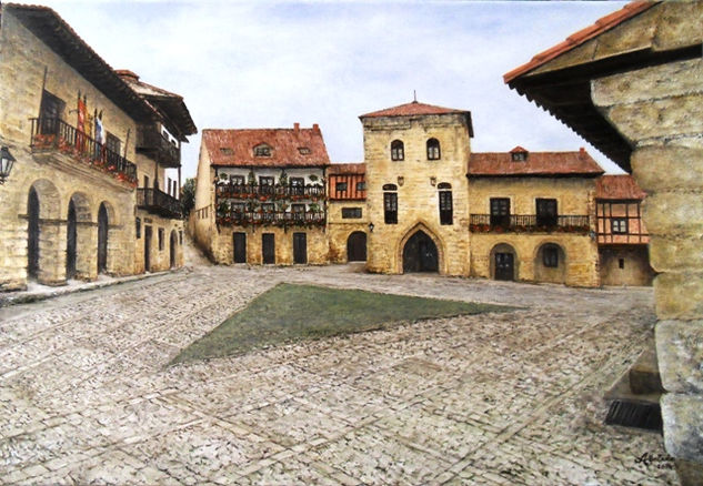 Santillana del Mar 12 (Cantabria) Óleo Lienzo Paisaje