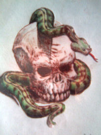Calavera con serpiente