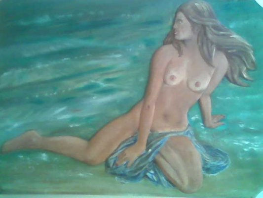 en la playa Wood Figurative