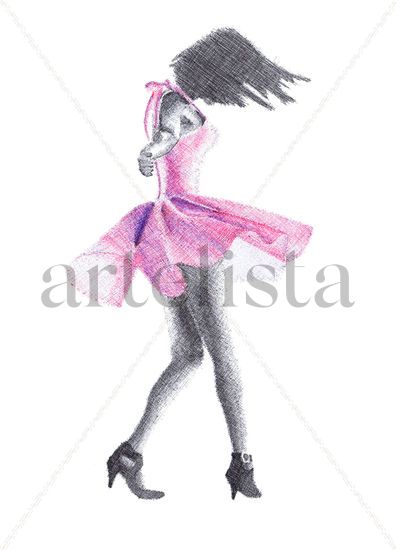 Bailarina con vestido rosa Ink