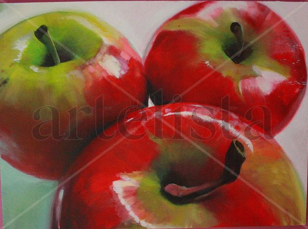 manzanas Oil Panel Figure Painting