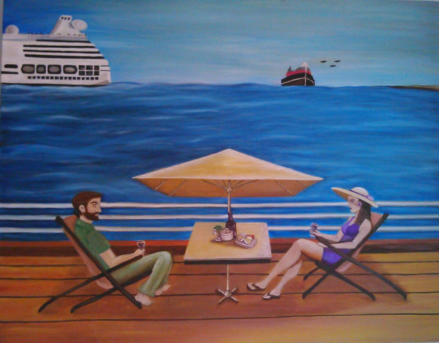 LA MARINA II Oil Canvas Marine Painting