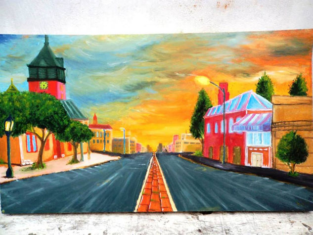 ocaso en la ciudad Oil Canvas Landscaping