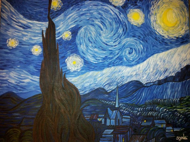 COPIA NOCHE ESTRELLADA VAN GOGH Óleo Lienzo Paisaje