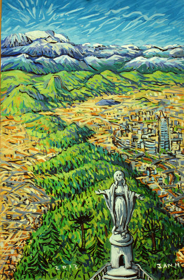 Virgen del San Cristobal Gouache Paper Landscaping