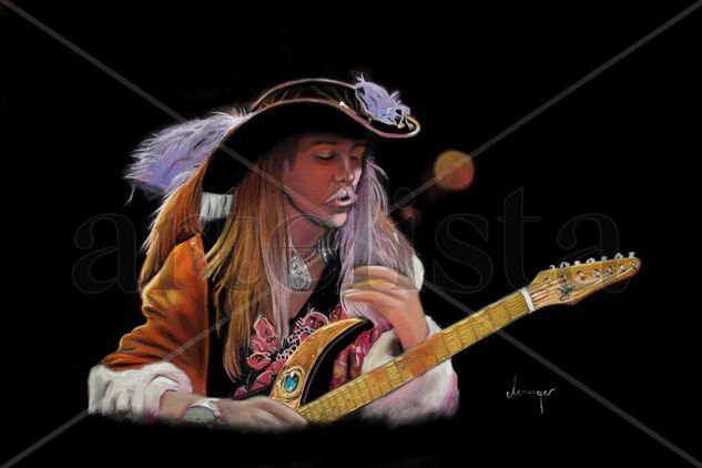 Retrato Uli Jon Roth Pastel Paper Portrait