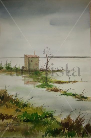 Albufera Acuarela Papel Paisaje