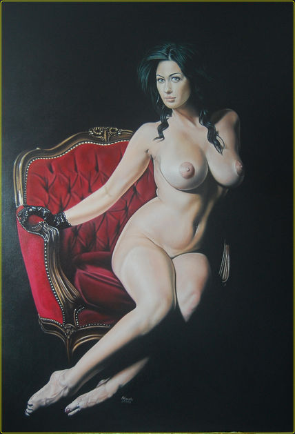 Desnudo en silla roja