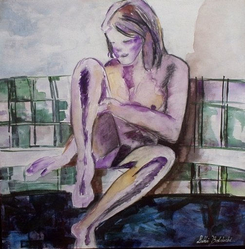 A espera Acrylic Textile Nude Paintings