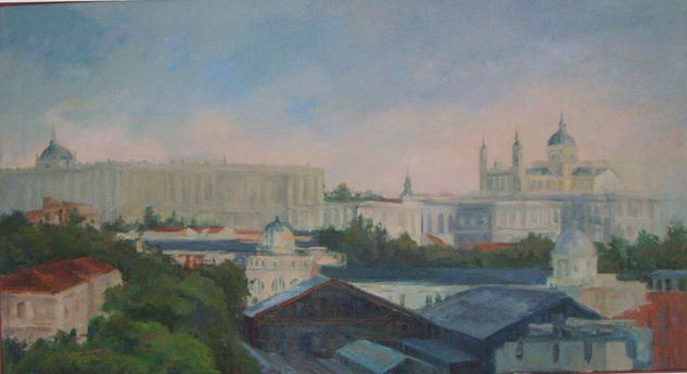 La Almudena y el Palacio Real Oil Canvas Landscaping