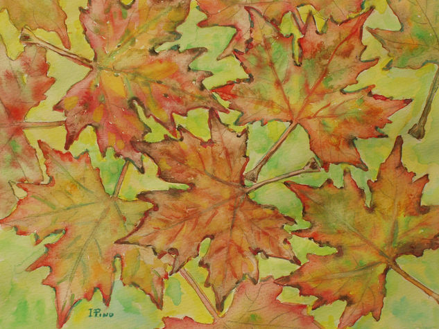 Hojas de otoño Watercolour Paper Floral Painting