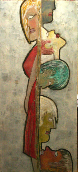 Mujer con cabezas Acrylic Panel Figure Painting