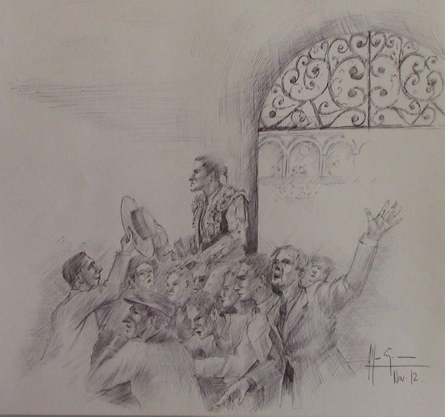 Belmonte por la Puerta del Príncipe (basado en un dibujo de Martínez de León)