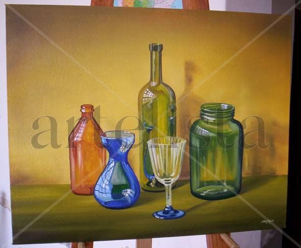 la luz sobre vidrios de colores. Oil Others Still Life Paintings