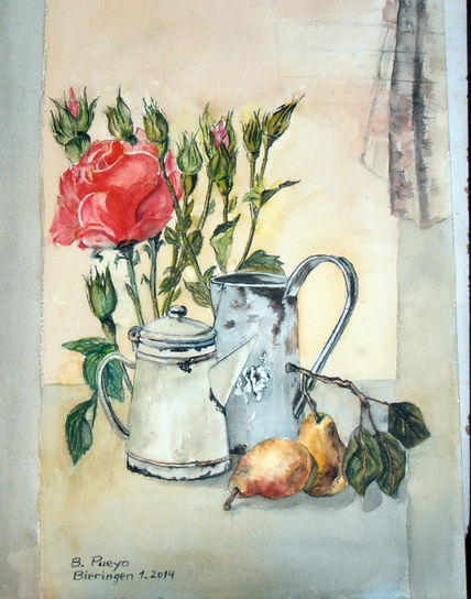Bodegón con rosa