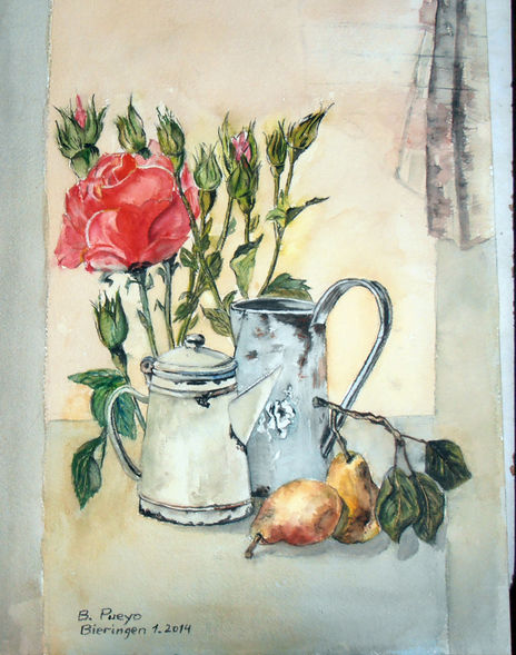 Bodegón con rosa