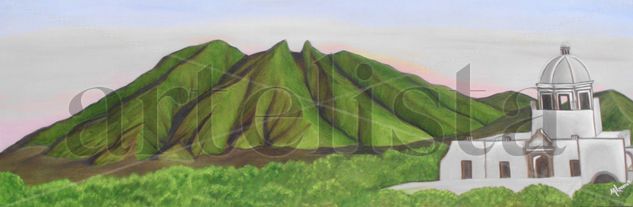 Cerro de la silla y el Obispado Oil Canvas Landscaping