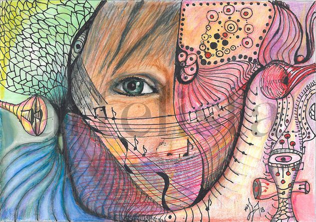 Garabamusic 5 Mixed media Paper Portrait