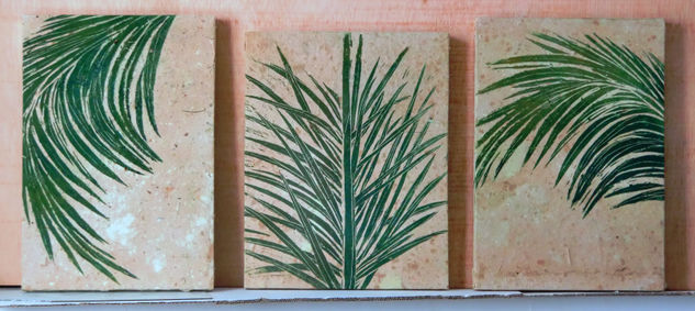 Triptico de palmeras Linocut