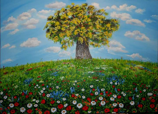 Campo en primavera 3 Acrylic Canvas Landscaping