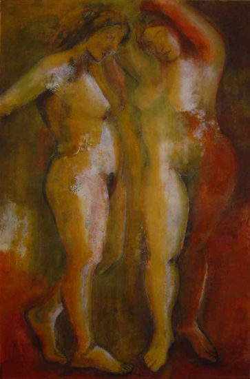 "Dos musas líricas ll" Oil Canvas Nude Paintings