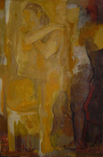 "La mujer que se bañaba con luz de oro" Oil Canvas Nude Paintings