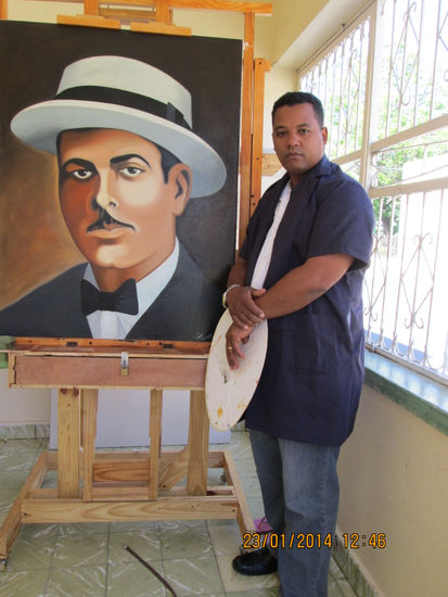 Hector J. Diaz Óleo Lienzo Retrato