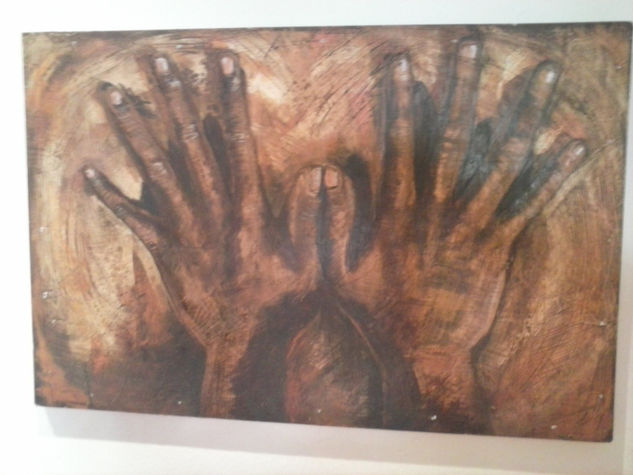 Huellas. Handprint Óleo Tabla Figura