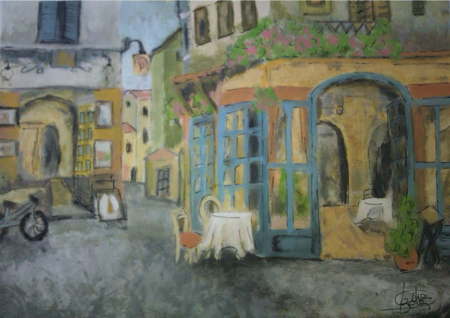 Le café Gouache Card Landscaping