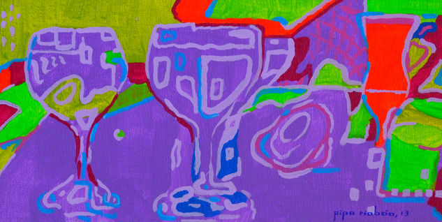 VINOPLASTICA-SERIE--2013-ACRILICO SOBRE LIENZO-11X22-SERIE CRISTAL-#066 Acrylic Canvas Still Life Paintings