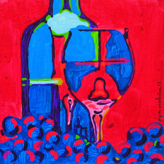 VINOPLASTICA-SERIE--2013-ACRILICO SOBRE LIENZO-14X14-SERIE BODEGA-#108 Acrílico Lienzo Bodegones